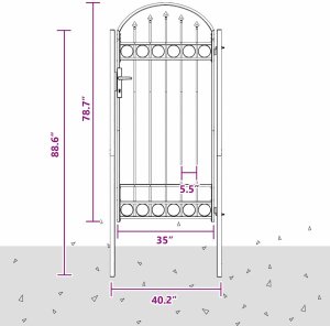 vidaXL Brama ogrodzeniowa Szary 100 x 250 cm Stal Malowana Proszkowo 5