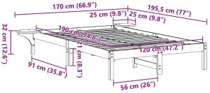 vidaXL Stelaż łóżka z stolikami nocnymi Brązowy 120 x 190 cm Brązowy 9