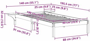 vidaXL vidaXL Stelaż łóżka z stolikami nocnymi Brązowy 90 x 190 cm Brązowy 9