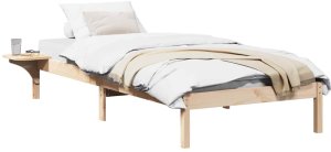 vidaXL Stelaż łóżka z stolikami nocnymi Brązowy 80 x 200 cm Brązowy 3