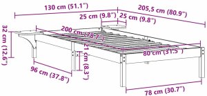 vidaXL Stelaż łóżka z stolikami nocnymi Brązowy 80 x 200 cm Brązowy 9