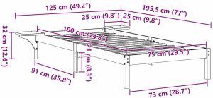 vidaXL vidaXL Stelaż łóżka z stolikami nocnymi Brązowy 75 x 190 cm Brązowy 9