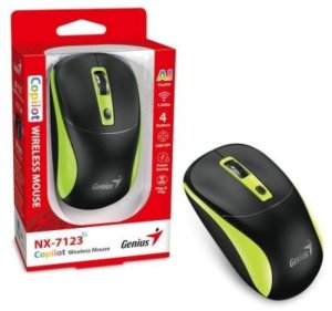 Mysz Genius Mysz bezprzewodowa, NX-7123, czarno-zielona, optyczna, 1200DPI 3