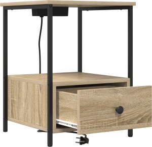 vidaXL Nocna szafka z stacją ładującą z szufladą 2 pcs dąb sonoma 2