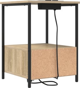vidaXL Nocna szafka z stacją ładującą z szufladą 2 pcs dąb sonoma 4