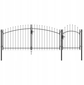 vidaXL Brama Ogrodowa z ostrym szczytem, szara 150x400 cm, stalowa 2