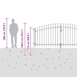 vidaXL Brama Ogrodowa z ostrym szczytem, szara 150x400 cm, stalowa 7