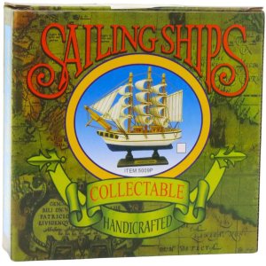 Model Kolekcjonerski Dekoracyjny Statek Żaglowiec Biało-Niebieski 16x15cm 4