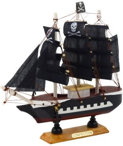 Model Kolekcjonerski Dekoracyjny Statek Żaglowiec Piracki Czarny 20x20cm 2