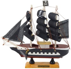Model Kolekcjonerski Dekoracyjny Statek Żaglowiec Piracki Czarny 20x20cm 3