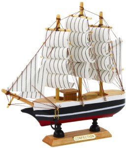 Model Kolekcjonerski Dekoracyjny Statek Żaglowiec Czarno-Biały 21x21cm 2