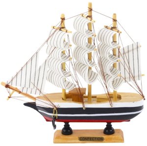 Model Kolekcjonerski Dekoracyjny Statek Żaglowiec Czarno-Biały 21x21cm 3