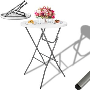 Stół Składany Z Blokadą Cateringowy Bankietowy Stolik Okrągły Biały 80x88cm 3