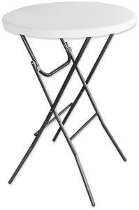 Stół Składany Z Blokadą Cateringowy Bankietowy Stolik Okrągły Biały 80x88cm 4