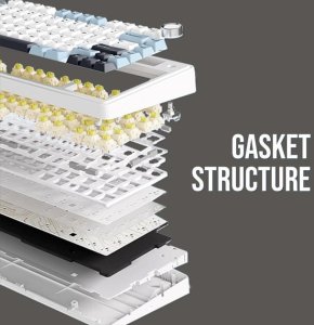 F75 EN / RU Layout Mechanical Gaming keyboard White Reaper switch 2