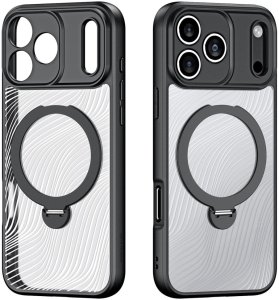 Etui Dux Ducis Aimo Mag z pierścieniem magnetycznym i podstawką na iPhone 17 Pro – czarne 2