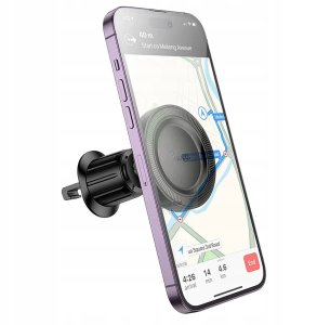 Uchwyt na telefon do samochodu magnetyczny zgodny z MagSafe Hoco do kratki H56 czarny 6