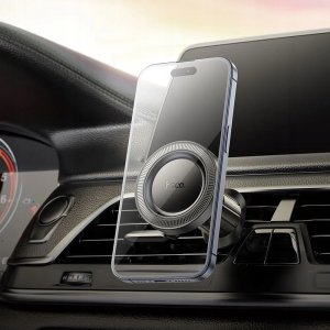 Uchwyt na telefon do samochodu magnetyczny zgodny z MagSafe Hoco do kratki H56 czarny 7