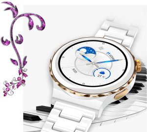 Zegarek damski SMARTWATCH Rubicon NE92 CERAMIKA złoty + pasek 15