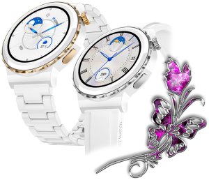 Zegarek damski SMARTWATCH Rubicon NE92 CERAMIKA złoty + pasek 16