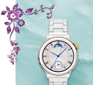 Zegarek damski SMARTWATCH Rubicon NE92 CERAMIKA złoty + pasek 17