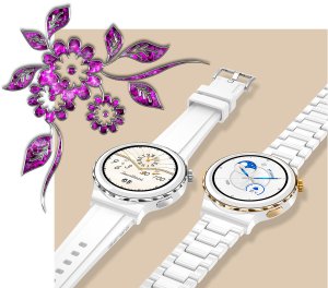 Zegarek damski SMARTWATCH Rubicon NE92 CERAMIKA złoty + pasek 19