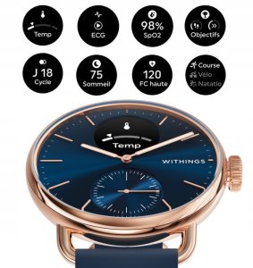 Withings Scanwatch 2 - zegarek z funkcją EKG, pomiarem pulsu i SPO2 oraz mierzeniem aktywności fizycznej i snu (38mm, blue rose gold) 6