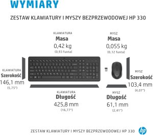 HP HP 330, Zestaw klawiatur z mysz� optyczn� bezprzewodow�, AA, SK, ergonomiczna, nano odbiornik USB rodzaj 2.4 [GHz], bezprzewodo 2