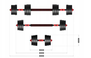 Hantle Athler Lion 2.0 Regulowane Sztanga 20Kg Zestaw Hantli 2X10Kg Gryf 9