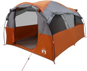 vidaXL Namiot rodzinny, tunel, 6-os., szaro-pomarańczowy, wodoszczelny 4