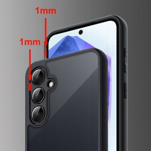 krainaGSM Etui do Samsung A35 | A55 5G MATOWE WZMACNIANE CZARNE ZESTAW 2x SZKŁO 3