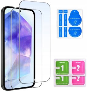 krainaGSM Etui do Samsung A35 | A55 5G MATOWE WZMACNIANE CZARNE ZESTAW 2x SZKŁO 5