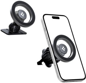UCHWYT SAMOCHODOWY MAGSAFE SPIGEN DO TELEFONU, na Kratkę, na Deskę, Srebrny 2