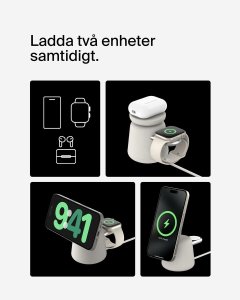 Ładowarka Belkin Ładowarka 2w1, magnetyczna Qi2 15W, do iPhone, AppleWatch, AirPods, kremowa 3