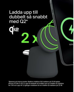 Ładowarka Belkin Ładowarka 2w1, magnetyczna Qi2 15W, do iPhone, AppleWatch, AirPods, grafitowa 2