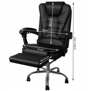 Krzesło biurowe Malatec Fotel biurowy z podnóżkiem- czarny 26195 12