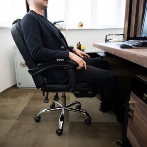 Krzesło biurowe Malatec Fotel biurowy z podnóżkiem- czarny 26195 2