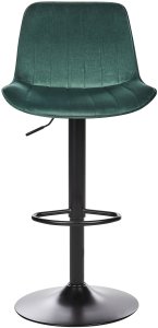 Zestaw 2 krzeseł barowych DUBROVNIK Welur Obrotowy Szmaragdowy 5