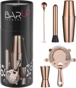 Zestaw barmański w tubie shaker jigger sitko muddler łyżka - miedziany Bar Up 1