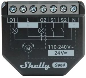 Shelly Relais "2PM Gen4" WLAN max. 16A 2 Kanäle BT Matter Zigbee Messfunktion Unterputz 2