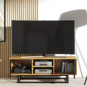 One Furniture Szafka RTV 120cm Loft ONE FURNITURE Laminat Dębowy & Czarny 2