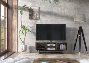 One Furniture Szafka RTV 120cm Loft ONE FURNITURE Laminat Brąz Rustrykalny 5