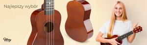 Zestaw: Ukulele sopranowe Max UKEY brązowe+ tuner dwie kostki struny pokrowiec one size 21
