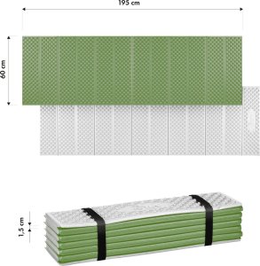 Nils Extreme NC17103 KARIMATA SKŁADANA TURYSTYCZNA Z PODBICIEM ALUMINIOWYM + XPE 195 CM ZIELONA NILS CAMP 8