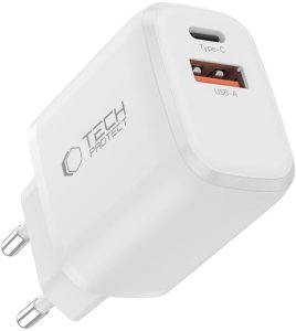 TECH-PROTECT NCA20 2-PORT NETWORK CHARGER PD 20W / QC3.0 + LIGHTNING CABLE WHITE 4