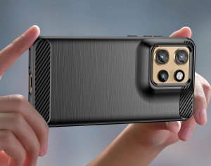 Etui do Motorola Moto Edge 50 Neo 5G Pancerne Carbon CASE + Szkło 9H 7