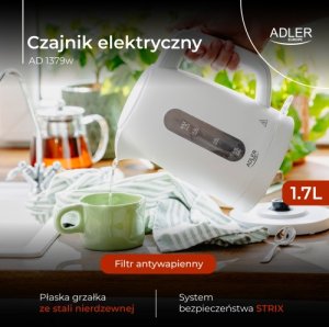 Czajnik elektryczny 1,7 L | STRIX | Płaska grzałka | Automatyczne wyłączanie | biały 11