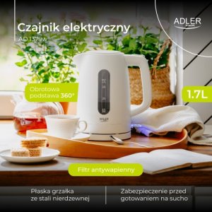 Czajnik elektryczny 1,7 L | STRIX | Płaska grzałka | Automatyczne wyłączanie | biały 12