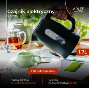 Czajnik elektryczny 1,7 L | STRIX | Płaska grzałka | Automatyczne wyłączanie | czarny 13