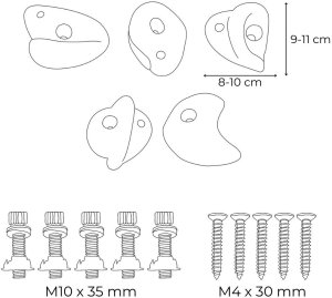 Ścianka wspinaczkowa sześciokątna 4x szara płyta + 20 kolorowych uchwytów 27